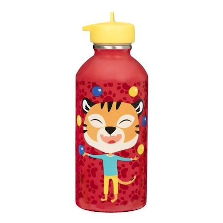 Fille-Accessoires-Gourde enfant Acier inoxydable - Facile à nettoyer - Gourde réutilisable - Contenance 300ml - 17 cm x 6,5 cm - Rouge - Tigre