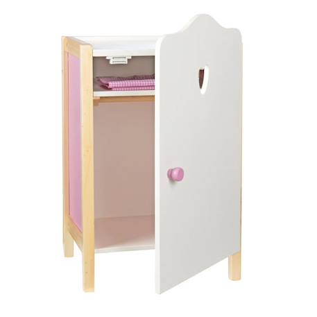 Armoire de Poupée Scarlett - ROBA - Rangement pour Vêtements et Accessoires de Poupées - Bois Blanc / Rose BLANC 5 - vertbaudet enfant 