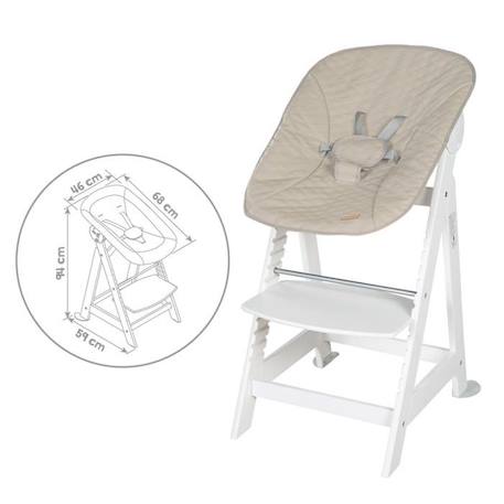 ROBA Chaise Haute Évolutive Born Up 2 en 1 + Transat Inclinable - Greyish matelassé - Dès la Naissance - Bois Blanc BLANC 5 - vertbaudet enfant 