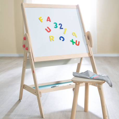 Tableau et Tabouret en Bois pour Enfant - ROBA - Double Face - Naturel VERT 6 - vertbaudet enfant 