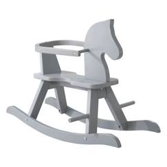 Jouet-Premier âge-Bascules, chariots de marche, trotteurs et porteurs-ROBA Cheval à Bascule Évolutif en Bois avec Anneau de Protection Amovible - Supporte 25 kg - Gris