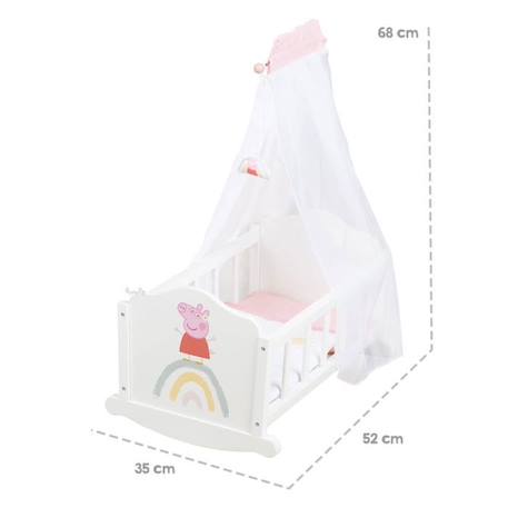 Berceau de Poupée Peppa Pig en Bois - Linge de Lit Inclus - Motif Truie - Nurserie poupon - Blanc - Rose - ROBA BLANC 5 - vertbaudet enfant 