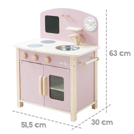 ROBA Cuisine de Jeu avec Accssoires - Rose / Bois Naturel - Plaque de Cuisson, Four, Évier, Accessoires ROSE 5 - vertbaudet enfant 