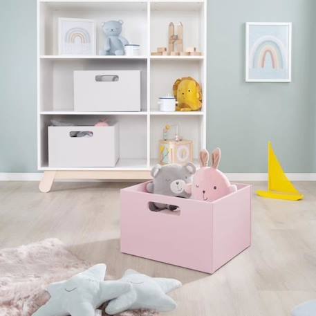 ROBA Casier de Rangement en Bois pour Chambre d'Enfant - Bac pour Jouets et Déco avec Poignées - Rose ROSE 2 - vertbaudet enfant 