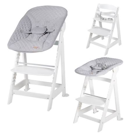 ROBA Chaise Haute Évolutive Born Up 2 en 1 + Transat Inclinable Gris - roba Style - Dès la Naissance - Bois Blanc BLANC 1 - vertbaudet enfant 