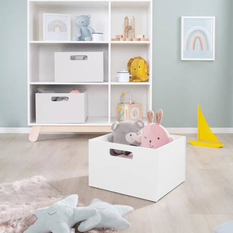 ROBA Casier de Rangement en Bois pour Chambre d'Enfant - Bac pour Jouets et Déco avec Poignées - Blanc BLANC 2 - vertbaudet enfant 