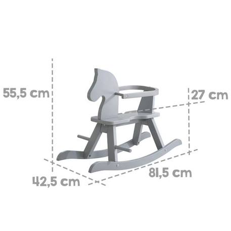 ROBA Cheval à Bascule Évolutif en Bois avec Anneau de Protection Amovible - Supporte 25 kg - Gris GRIS 5 - vertbaudet enfant 