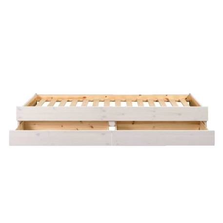 Lit banquette gigogne Alma - AKITEN RETAIL - Blanc 90x200 cm - Bois massif - A lattes - Avec tiroirs BLANC 3 - vertbaudet enfant 