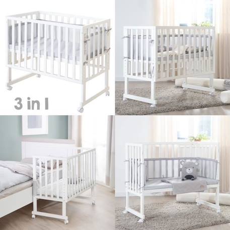 Berceau Cododo ROBA Style 3 en 1 avec barrière + matelas et tour de lit - Blanc BLANC 3 - vertbaudet enfant 