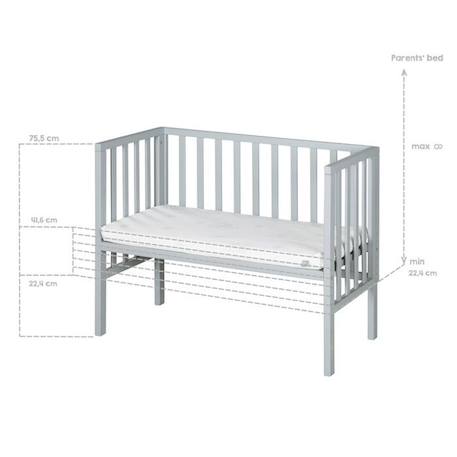 ROBA Berceau Cododo Réglable 2en1 'safe asleep®' 90 x 45 cm + Matelas + Barrière en Maille - Bois Laqué Taupe GRIS 5 - vertbaudet enfant 