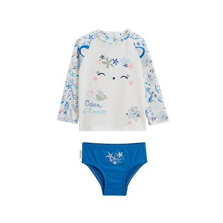 Bébé-Maillot de bain, accessoires de plage-Maillot de bain bébé 2 pièces t-shirt de protection UV & culotte Océan d'amour