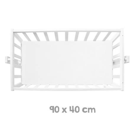 ROBA Berceau Bébé 40 x 90 cm avec Matelas - Roulettes à Freins - Fonction Basculante avec Bouton de Verrouillage - Bois Blanc BLANC 4 - vertbaudet enfant 