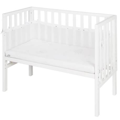 ROBA Berceau Cododo 2en1 Réglable 'safe asleep®' 90 x 45 cm + Matelas + Barrière en Toile et Pourtour en Maille - Bois Laqué Blanc BLANC 1 - vertbaudet enfant 