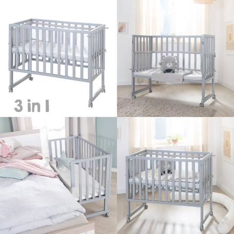 Berceau Cododo ROBA Style 3 en 1 avec Barrière + Matelas et Tour de lit - Gris GRIS 2 - vertbaudet enfant 