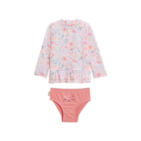 Maillot de bain bébé 2 pièces t-shirt de protection UV & culotte Caraibes ROSE 1 - vertbaudet enfant 