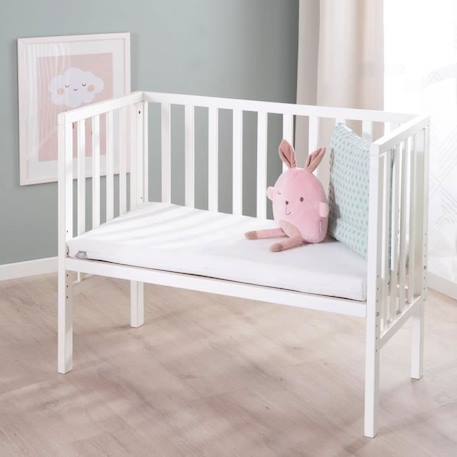 ROBA Berceau Cododo 2en1 Réglable 'safe asleep®' 90 x 45 cm + Matelas + Barrière en Maille - Bois Laqué Blanc BLANC 2 - vertbaudet enfant 