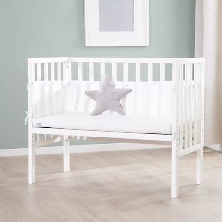 ROBA Berceau Cododo 2en1 Réglable 'safe asleep®' 90 x 45 cm + Matelas + Barrière en Toile et Pourtour en Maille - Bois Laqué Blanc BLANC 4 - vertbaudet enfant 