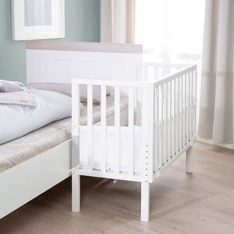 ROBA Berceau Cododo 2en1 Réglable 'safe asleep®' 90 x 45 cm + Matelas + Barrière en Toile et Pourtour en Maille - Bois Laqué Blanc BLANC 2 - vertbaudet enfant 