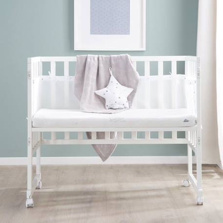 Berceau Cododo ROBA 3en1 Réglable - Bois Blanc - Matelas - Barrières - Pourtour en Maille - 90 x 45 cm BLANC 2 - vertbaudet enfant 