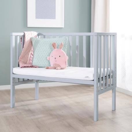 ROBA Berceau Cododo Réglable 2en1 'safe asleep®' 90 x 45 cm + Matelas + Barrière en Maille - Bois Laqué Taupe GRIS 4 - vertbaudet enfant 