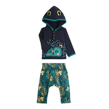 Ensemble en molleton sweat et pantalon bébé garçon Panama BLEU 1 - vertbaudet enfant 