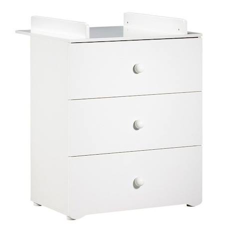 Commode à langer - Babyprice - Basic - 3 tiroirs - Boutons boule en bois blanc BLANC 1 - vertbaudet enfant 