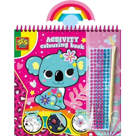 Cahier d’activités de coloriage avec des diamants 3 en 1 ROSE 1 - vertbaudet enfant 