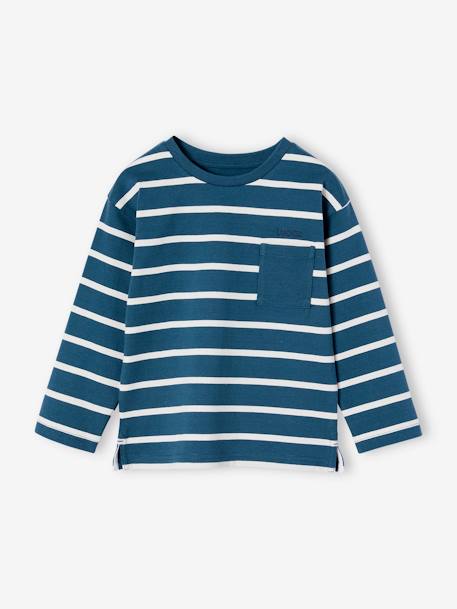 T-shirt rayé garçon personnalisable bleu canard+écru 2 - vertbaudet enfant 