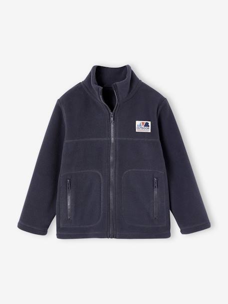 Sweat zippé en maille polaire garçon anthracite+bleu grisé 2 - vertbaudet enfant 