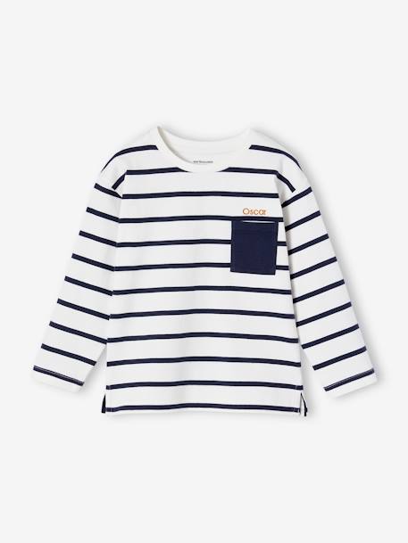 T-shirt rayé garçon personnalisable bleu canard+écru 7 - vertbaudet enfant 