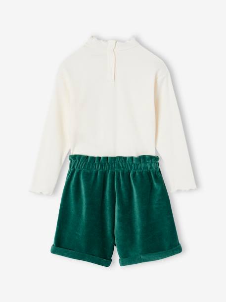 Ensemble T-shirt + short en velours fille vert 4 - vertbaudet enfant 