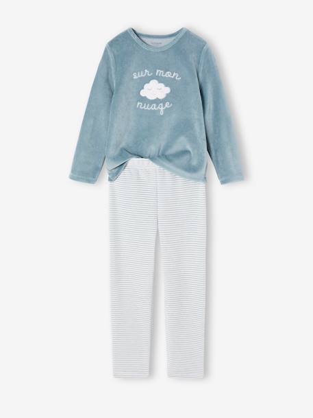 Lot de 2 pyjamas fille 'sur mon nuage' en velours vert d'eau 2 - vertbaudet enfant 