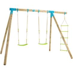 Jouet-Jeux de plein air-Portiques et balançoires-Portique gineste tp toys 2 balancoires / echelle corde / kit d'ancrage h.209 cm