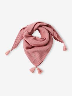 -Foulard uni personnalisable à pompons fille en coton bio