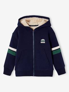 -Sweat à capuche zippé garçon doublé sherpa