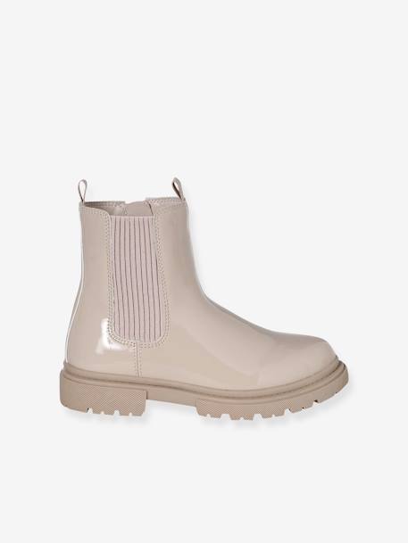 Boots vernies zippées et élastiquées fille écru+marine 4 - vertbaudet enfant 