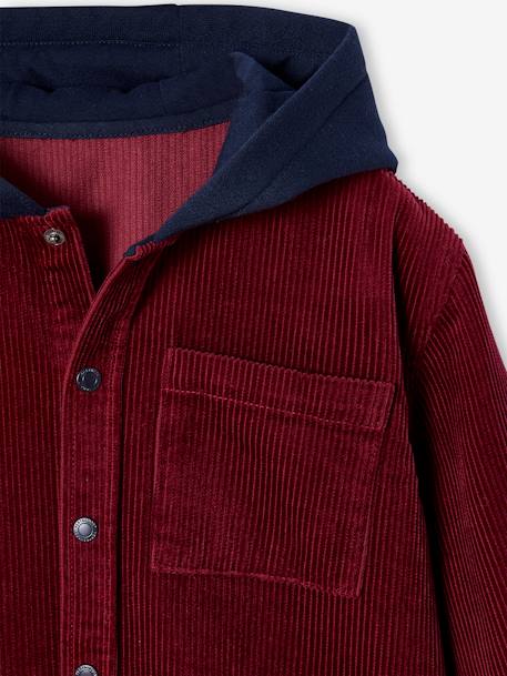 Chemise en velours garçon capuche molleton bordeaux 3 - vertbaudet enfant 