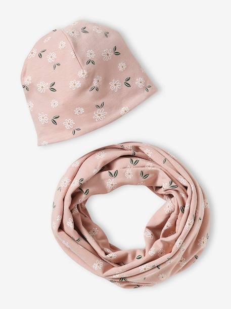 Fille-Accessoires-Ensemble fleuri fille bonnet + snood