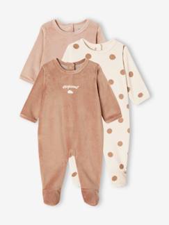 Lot de 3 dors-bien en velours bébé BASICS  - vertbaudet enfant