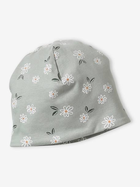 Ensemble fleuri fille bonnet + snood rose poudré+vert de gris 7 - vertbaudet enfant 