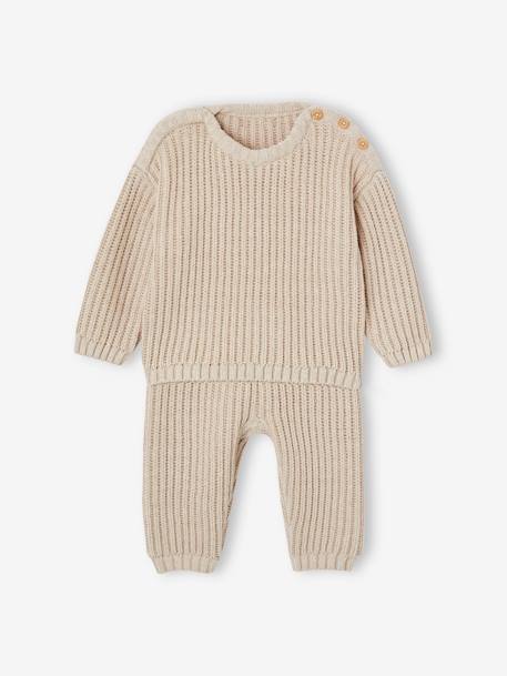 Ensemble 3 pièces mixte bébé naissance beige chiné 2 - vertbaudet enfant 