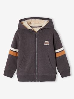 -Sweat à capuche zippé garçon doublé sherpa