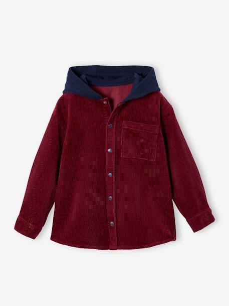 Chemise en velours garçon capuche molleton bordeaux 1 - vertbaudet enfant 