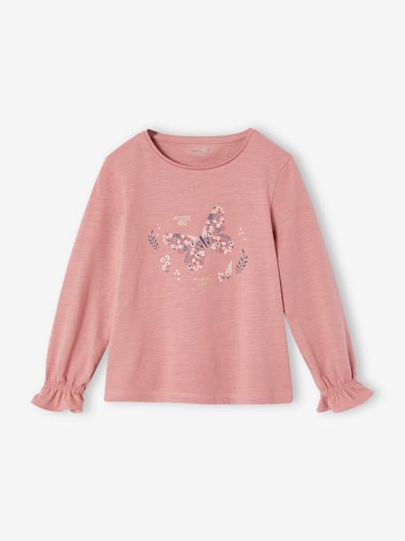 T-shirt romantique motifs brillants fille bleu pétrole+blush 5 - vertbaudet enfant 