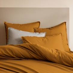 Linge de maison et décoration-Linge de lit enfant-Set de 2 taies d’oreiller unies à franges - MATT & ROSE - COTON LAVÉ - Caramel - 50x70 cm