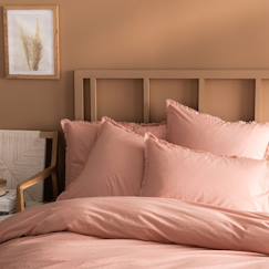 Linge de maison et décoration-Set de 2 taies d’oreiller unies à franges - MATT & ROSE - COTON LAVÉ - Nude - 50x70 cm