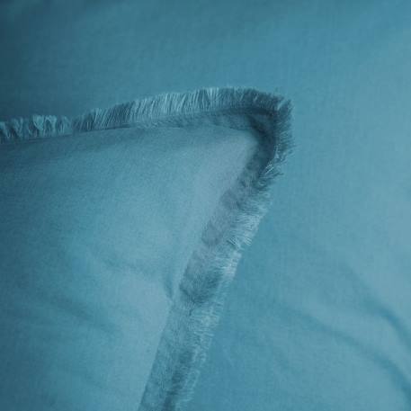Set de 2 taies d’oreiller unies à franges - MATT & ROSE - COTON LAVÉ - Bleu glacier - 50x70 cm BLEU 4 - vertbaudet enfant 