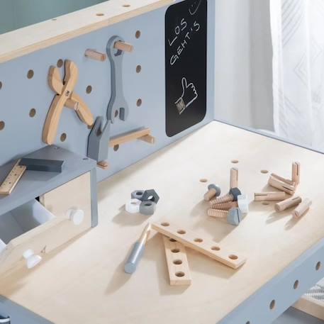 ROBA Établi Enfant en Bois à Hauteur Réglable + 27 pièces de bricolage - Gris et Blanc GRIS 2 - vertbaudet enfant 