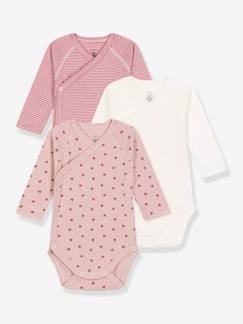 Lot de 3 bodies croisés manches longues PETIT BATEAU  - vertbaudet enfant