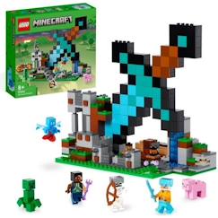Jouet-LEGO Minecraft 21244 L’Avant-Poste de l’Épée, Jouet, et Figurines Creeper, Squelette, pour Enfants